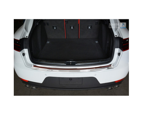 Protection de seuil arrière 'Deluxe' en acier inoxydable Porsche Macan 2014- Chrome / Red-Black Carbon, Image 4
