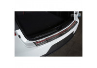 Protection de seuil arrière 'Deluxe' en acier inoxydable, Porsche Macan 2014- Noir / Rouge-Noir Carbone