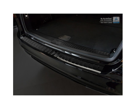 Protection de seuil arrière en acier inoxydable noir Mercedes Classe C W205 Kombi 2014- 'RIbs', Image 2
