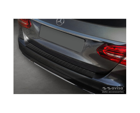 Protection de seuil de coffre en inox noir mat adaptable pour Mercedes Classe C W205 Combi 2014-2021 'Ribs'
