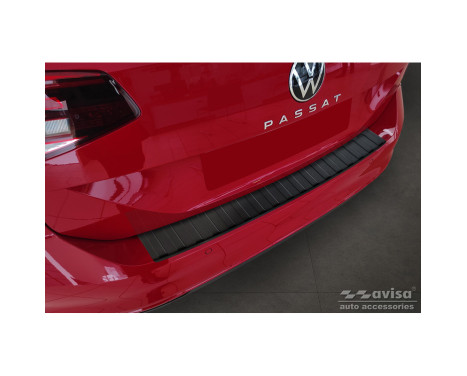 Protection de seuil de coffre en inox noir mat pour Volkswagen Passat 3G Variant 2014- 'Ribs'