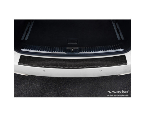 Véritable protection de pare-chocs arrière en fibre de carbone 3D pour Porsche Cayenne II 2010-2014 'Ribs', Image 2