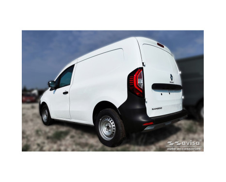 Protecteur de pare-chocs arrière en acier inoxydable noir pour Renault Kangoo III Furgon 2021- 'Ribs'