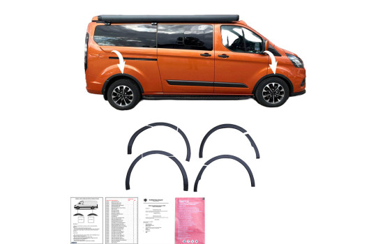 Ensemble d'élargisseurs d'ailes à usage unique (garnitures) adapté au Ford Transit Custom MK1 Facelift 2018-2, Image 3