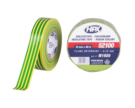 Ruban isolant HPX jaune-vert 20 m