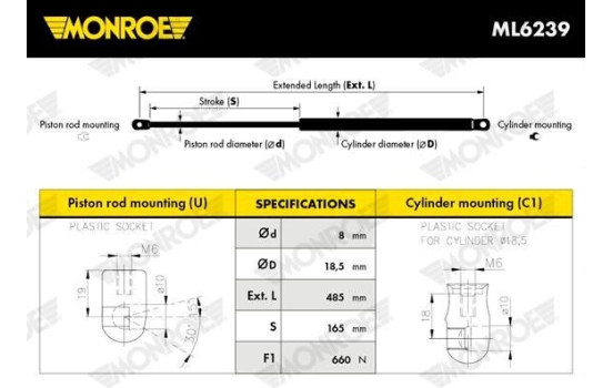 ressort à gaz, coffre ML6239 Monroe, Image 6