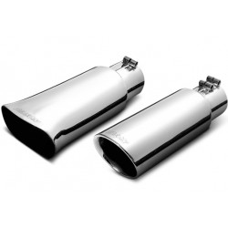 Boloromo 2863 Double Twin Exhaust Tip Tailpipe Stainless Steel Exhaust Trim Chrome Universal 