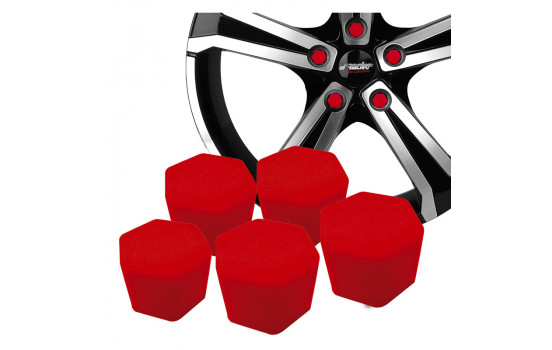 Simoni Racing Wheel Mutter Caps Soft Sil - 17mm - Röd - Set med 20 delar