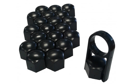 Universal hjulmutterkapslar svart plast 19mm