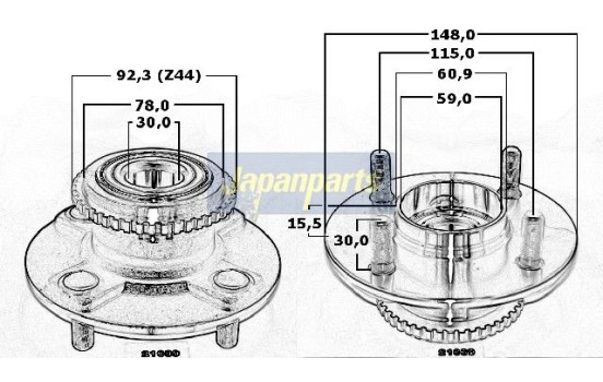 Hjulnav KK-21039 Japanparts, bild 3