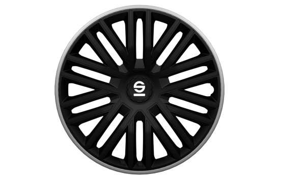 4-delad Sparco Hubcap-set Bergamo 14-tums svart / grå