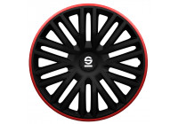 4-delad Sparco Hubcap-set Bergamo 14-tums svart / röd