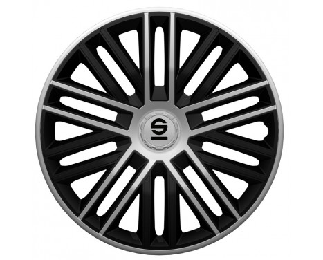 4-delad Sparco Hubcap-set Bergamo 14-tums svart / silver