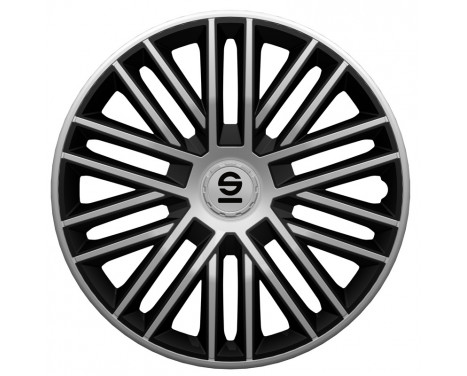 4-delad Sparco Hubcap-set Bergamo 15-tums silver / svart