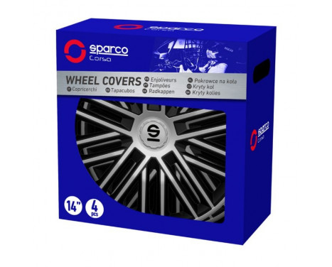 4-delad Sparco Hubcap-set Bergamo 15-tums silver / svart, bild 3