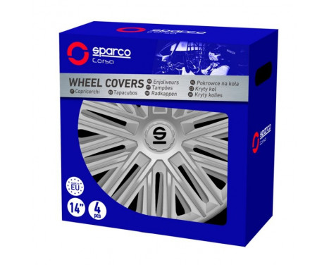 4-delade Sparco-hjulkapsel set Bergamo 15-tums silver, bild 3
