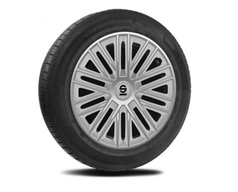 4-delade Sparco-hjulkapsel set Bergamo 15-tums silver, bild 2