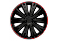 4-piece Wheel täcka Giga R14-tums svart / röd