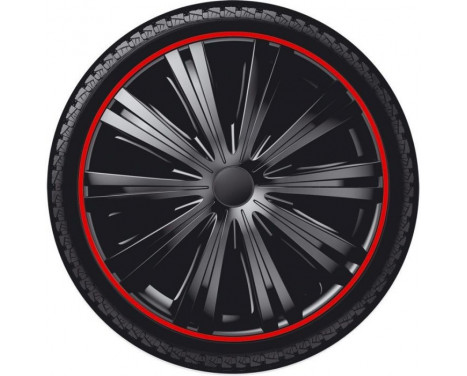 4-piece Wheel täcka Giga R14-tums svart / röd, bild 2