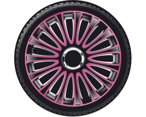 4-piece Wheel täcka LeMans 16-tums svart / rosa, bild 2