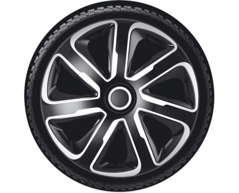 4-piece Wheel täcka Livorno 13-tums silver / svart kolfiber look, bild 2