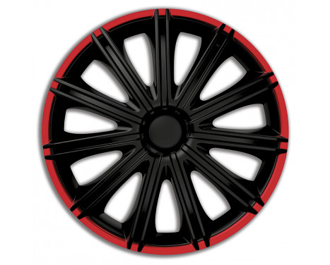 4-piece Wheel täcka Nero R15-tums svart / röd