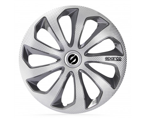 4-piece Wheel täcka Sparco Sicilia 14-tums silver / grå / kol