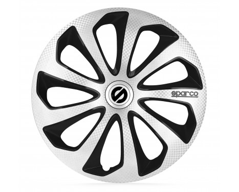 4-piece Wheel täcka Sparco Sicilia 14-tums silver / svart / kol