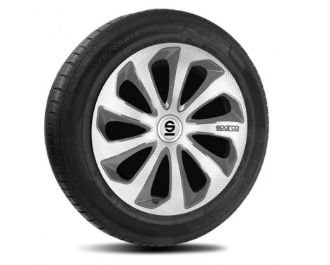 4-piece Wheel täcka Sparco Sicilia 15-tums silver / grå / kol, bild 2
