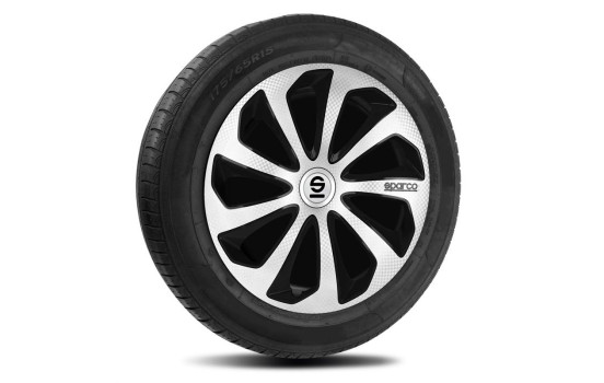 4-piece Wheel täcka Sparco Sicilia 15-tums silver / svart / kol, bild 2