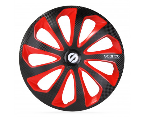 4-piece Wheel täcka Sparco Sicilia 15-tums svart / röd / kol