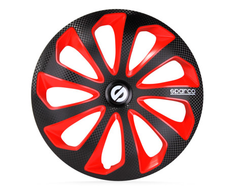 4-piece Wheel täcka Sparco Sicilia 15-tums svart / röd / kol, bild 2