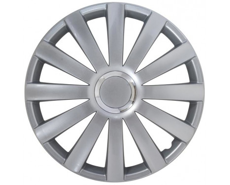 4-piece Wheel täcka Spyder 15-tums silver + krom ring