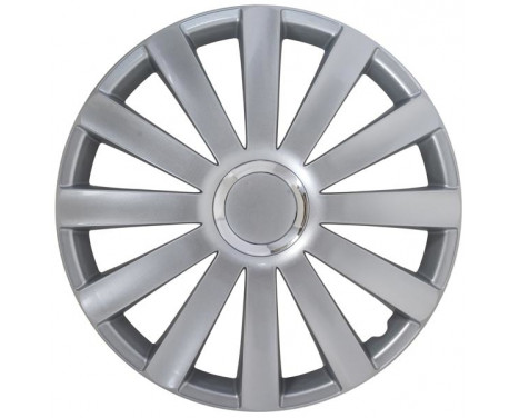 4-piece Wheel täcka Spyder 17-tums silver + krom ring