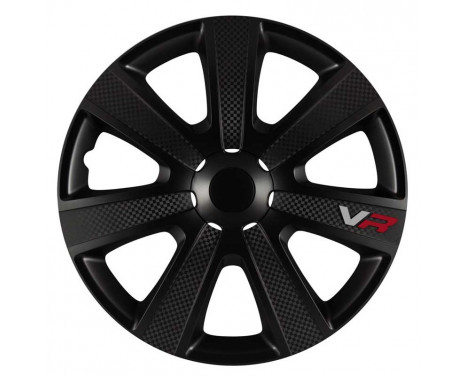 4-piece Wheel täcka VR 13-tums svart / kol-look / logo