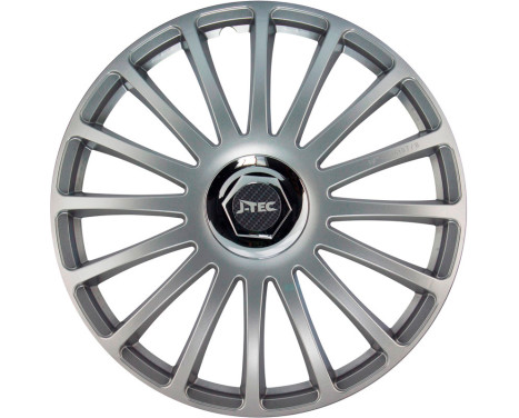 4 st. J-Tec Navkapslar sat Grand Prix SR 15-tums silver + kromring