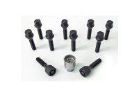 H&R Jeu de boulons de roue conique M12x1,50 - Longueur 35mm - Noir - 10 pièces - avec blocages de roue