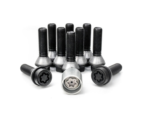 H&R Jeu de boulons de roue coniques avec anneau mobile M14x1,25 - Longueur 28mm - Noir - 10 pièces (par exemple BMW