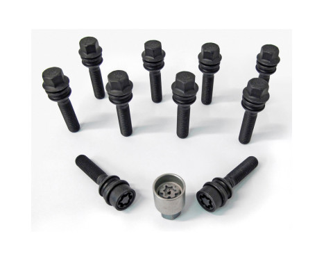 H&R Jeu de boulons de roue coniques avec bague mobile R14 M14x1,50 - Longueur 43mm - Noir - 10 pièces (ex. P
