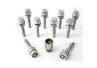 H&R Jeu de boulons de roue coniques avec bague mobile R14 M14x1,50 - Longueur 59mm - 10 pièces (par ex. Porsche,