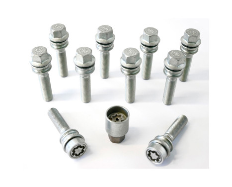 H&R Jeu de boulons de roue coniques avec bague mobile R14 M14x1,50 - Longueur 59mm - 10 pièces (par ex. Porsche,