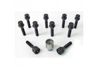 H&R Jeu de boulons de roue coniques M12x1,50 - Longueur 30mm - Noir - 10 pièces - avec blocages de roue