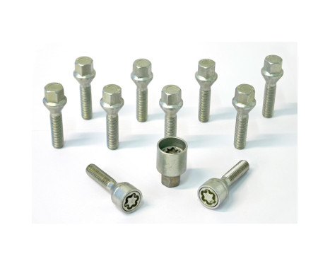 H&R Jeu de boulons de roue coniques M12x1,50 - Longueur 48mm - 10 pièces - avec blocages de roue
