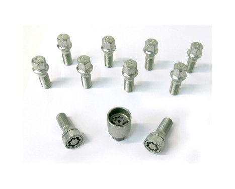 H&R Jeu de boulons de roue coniques M14x1,25 - Longueur 28mm - 10 pièces - avec blocages de roue
