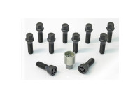 H&R Jeu de boulons de roue coniques M14x1,25 - Longueur 50mm - Noir - 10 pièces - avec antivols de roue
