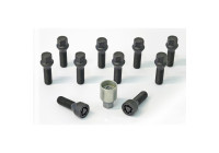 H&R Jeu de boulons de roue coniques M14x1,50 - Longueur 28mm - Noir - 10 pièces - avec blocages de roue