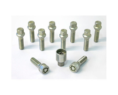H&R Jeu de boulons de roue coniques M14x1,50 - Longueur 40mm - 10 pièces - avec blocages de roue