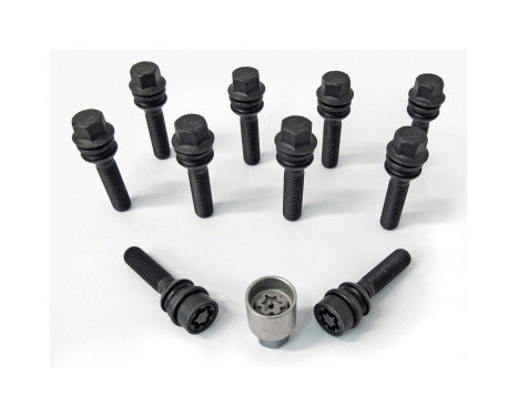 Jeu de boulons de roue H&R Bolconic avec bague mobile R14 M14x1,50 - Longueur 54mm - Noir - 10 pièces (ex. P