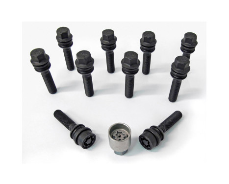 Jeu de boulons de roue H&R Bolconic avec bague mobile R14 M14x1,50 - Longueur 59mm - Noir - 10 pièces (ex. P