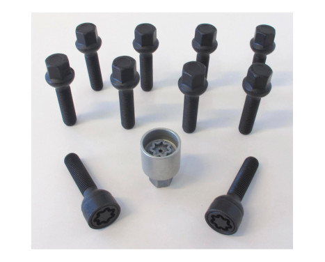 Jeu de boulons de roue H&R Bolconic R13 M14x1,50 - Longueur 33 mm - Noir - 10 pièces (par exemple VAG) - avec bloca